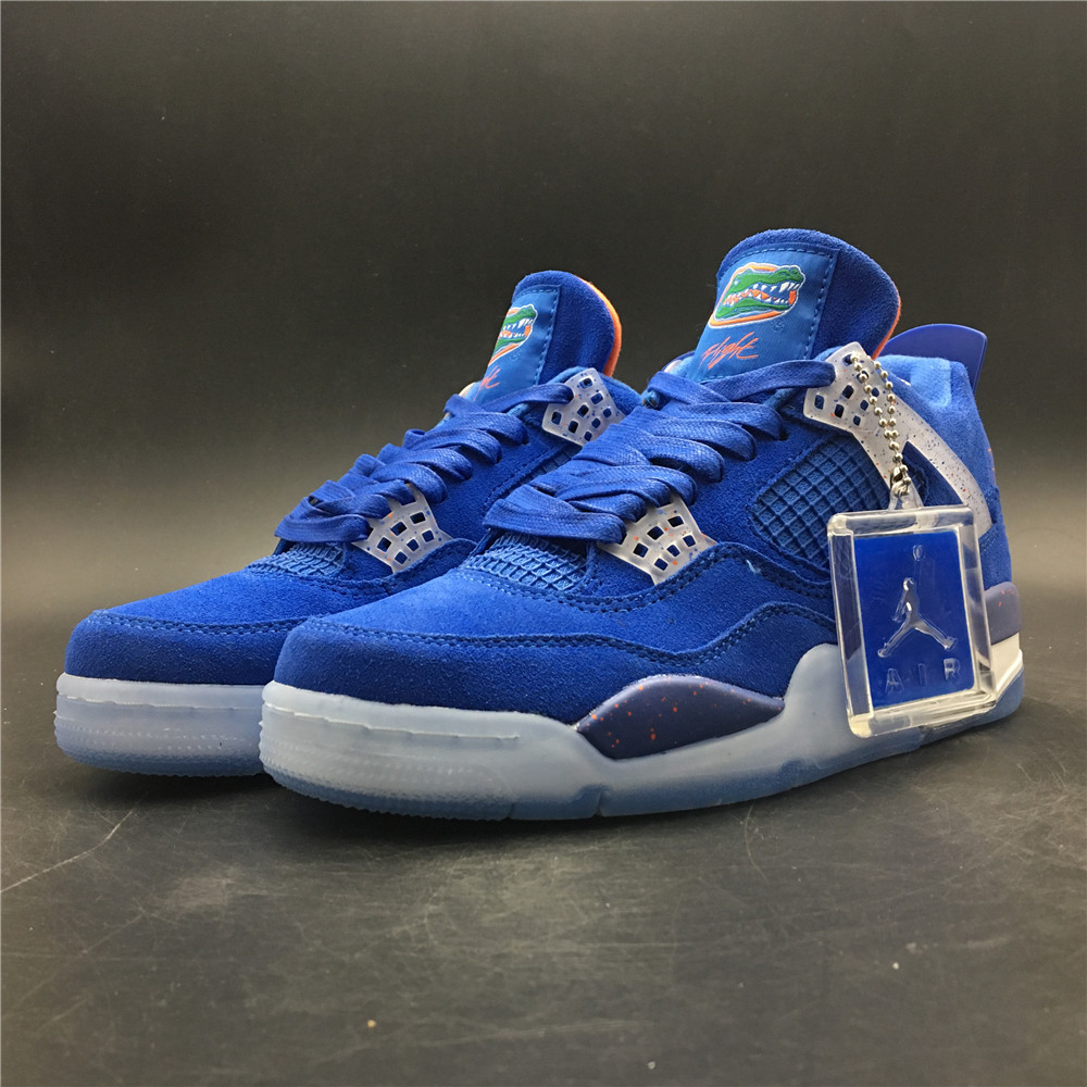 2019 Air Jordan 4 Suede Blue Ice Sole Shoes